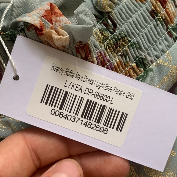 NWT Baltic Born Kearny Ruffle Maxi Dress blue gold shimmer party‎ wedding guest - Picture 13 of 16